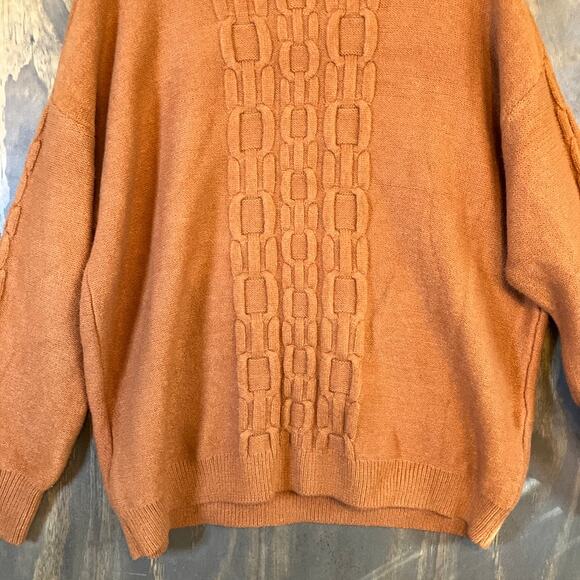 Calvin Klein Womens Sweater Rust Orange Chain Link Mock Neck Long Sleeve XL - Picture 3 of 12